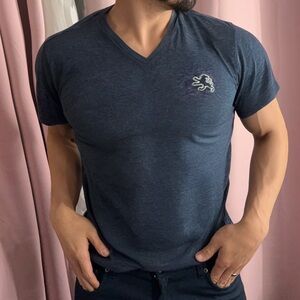 Express Navy Blue V-Neck Short Sleeve Tee